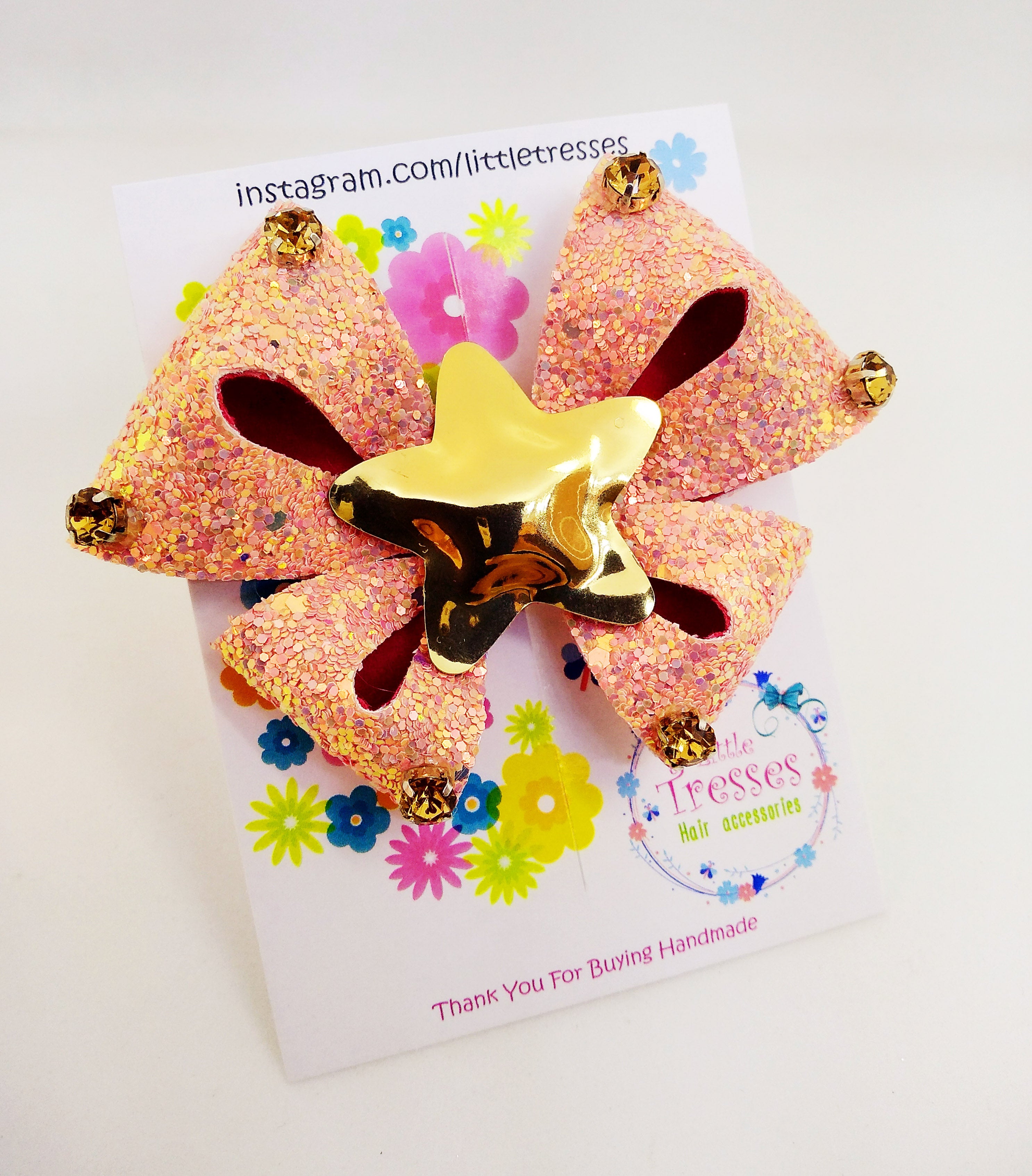 Peach Butterfly Bow Alligator Clip