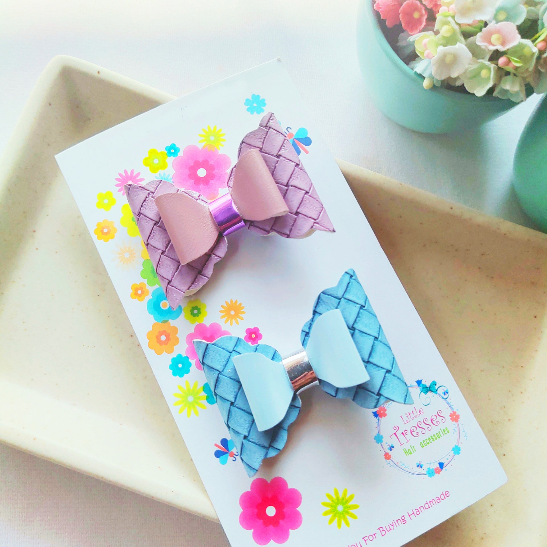 Combo of 2 layered Scalloped Clips - Purple & Blue