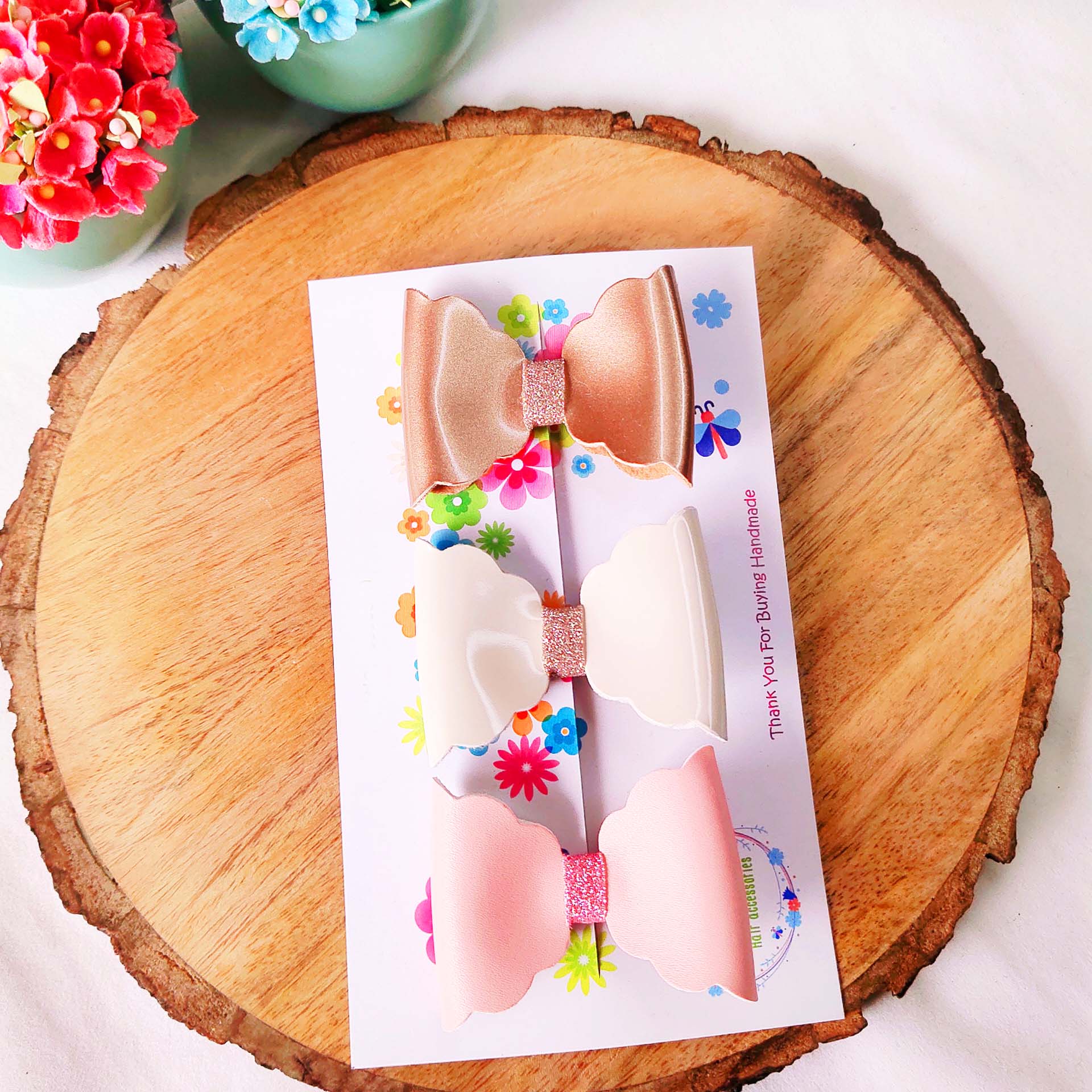 Combo of 3 Scalloped Bow Alligator Clip - Style 3