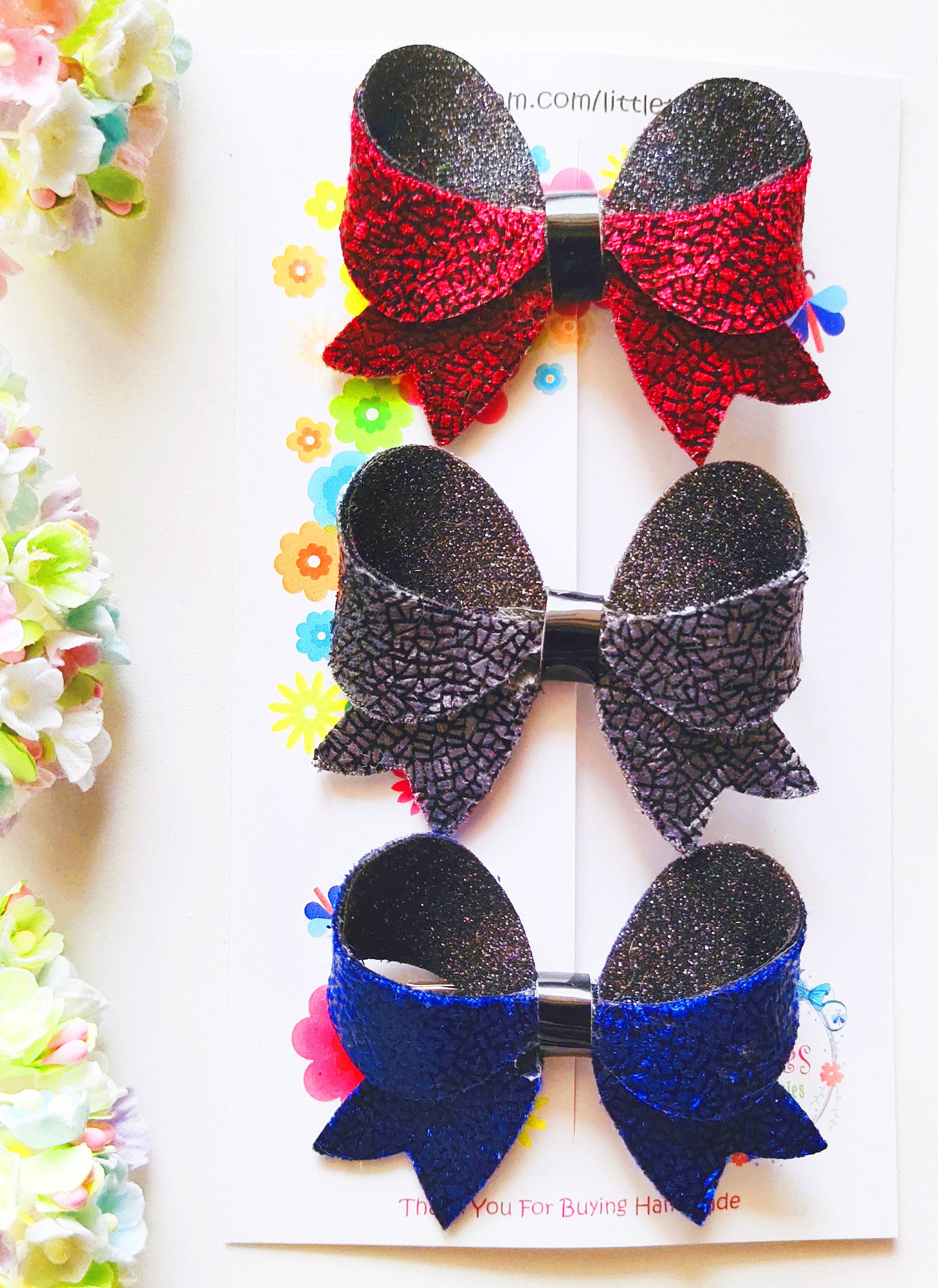 Style 4 Combo of 3 Designer Loopy Bows Alligator Clips