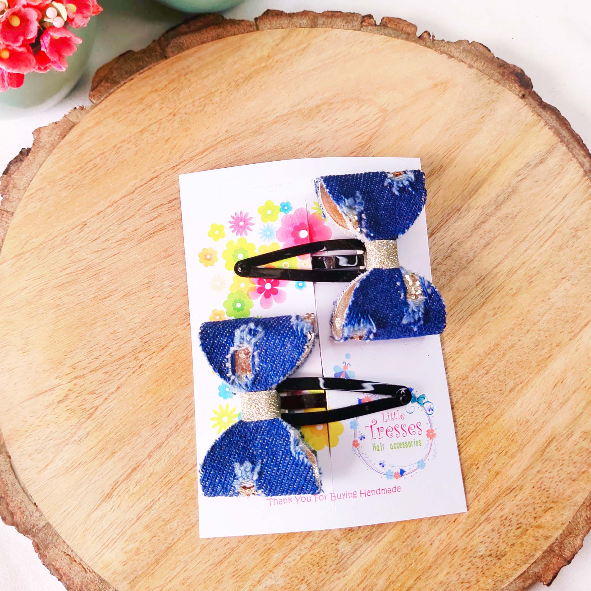 Rugged Denim SnapOn Clip Pair - Dark Blue