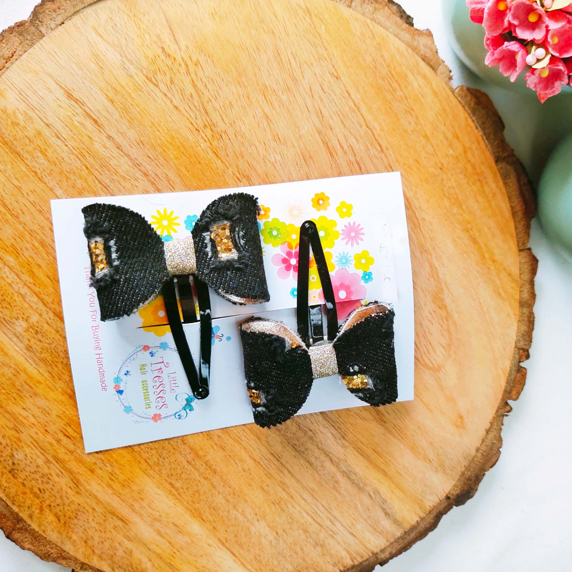 Rugged Denim SnapOn Clip Pair - Black