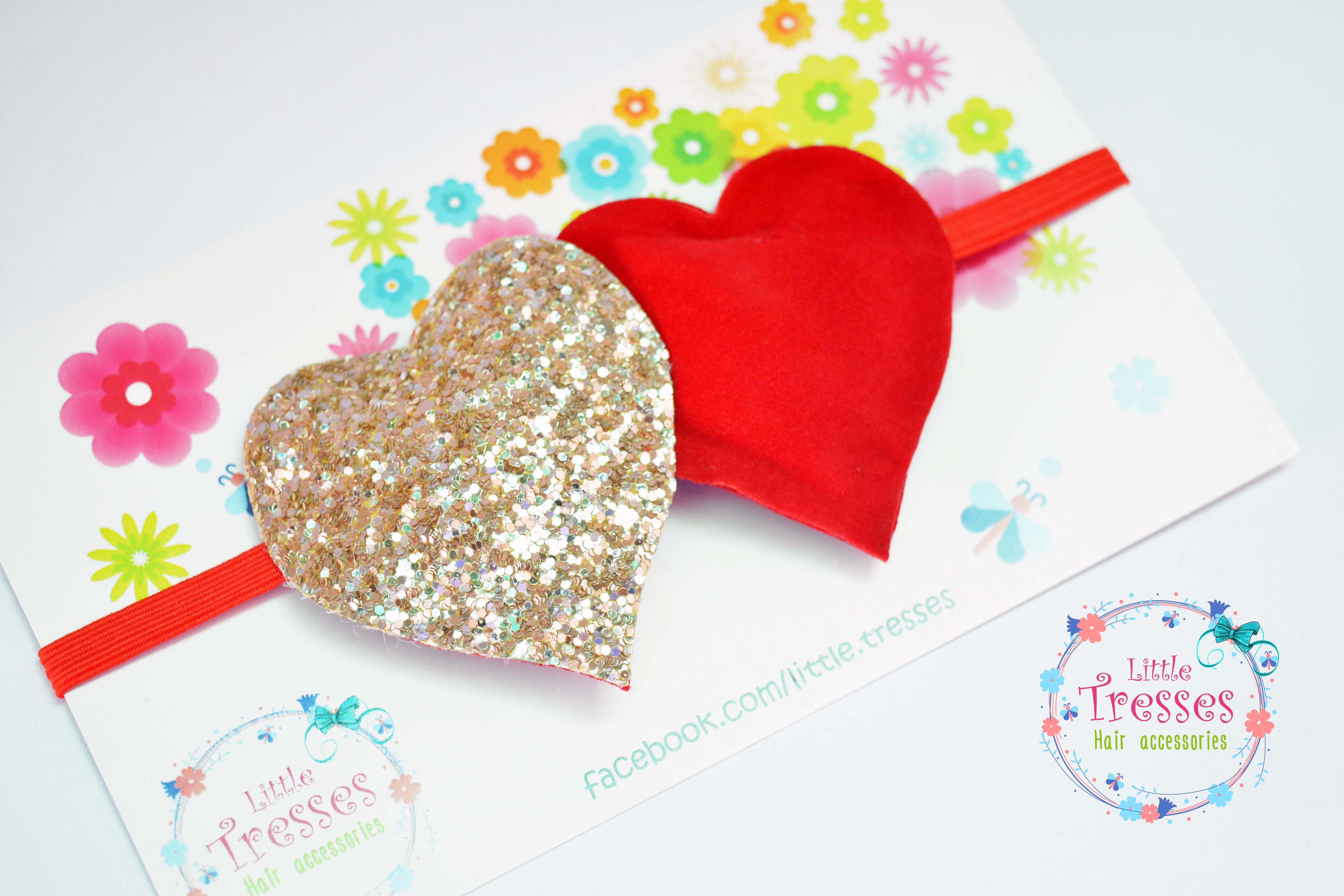 Twin Hearts Soft Band - Red & Golden