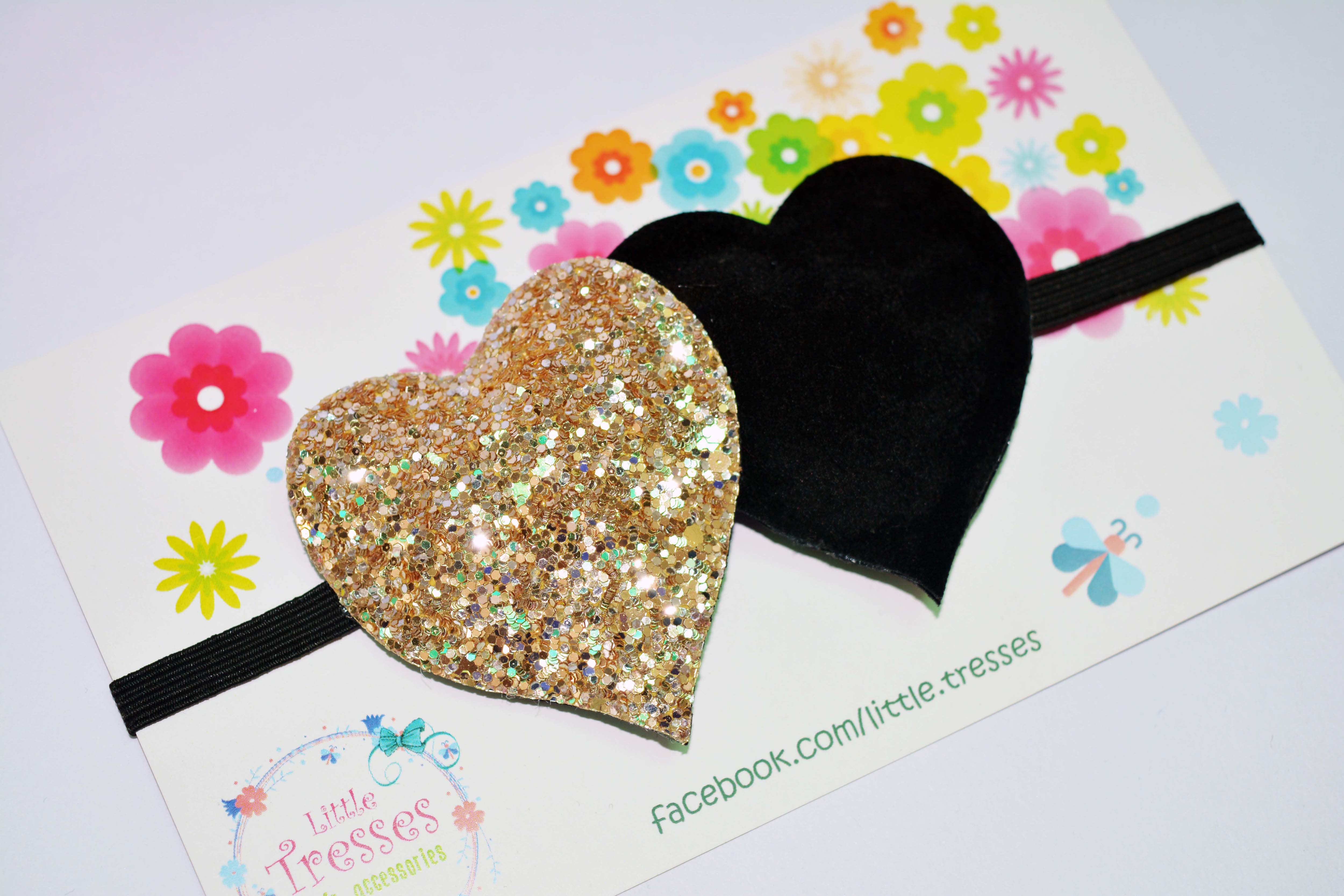 Twin Hearts Soft Band - Black & Golden