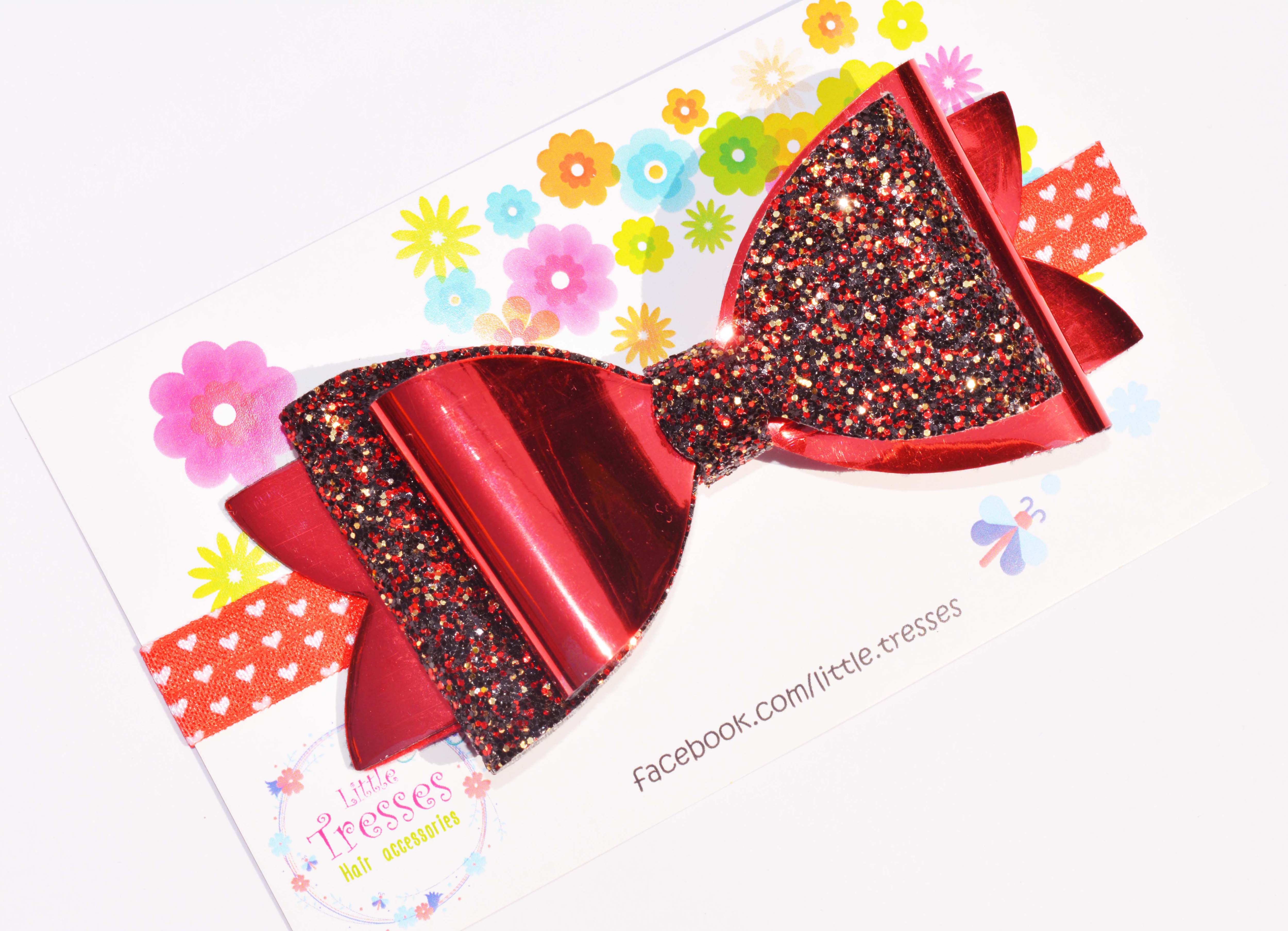 Big Double Layer Bow Soft Stretchable Headband - Red & Black