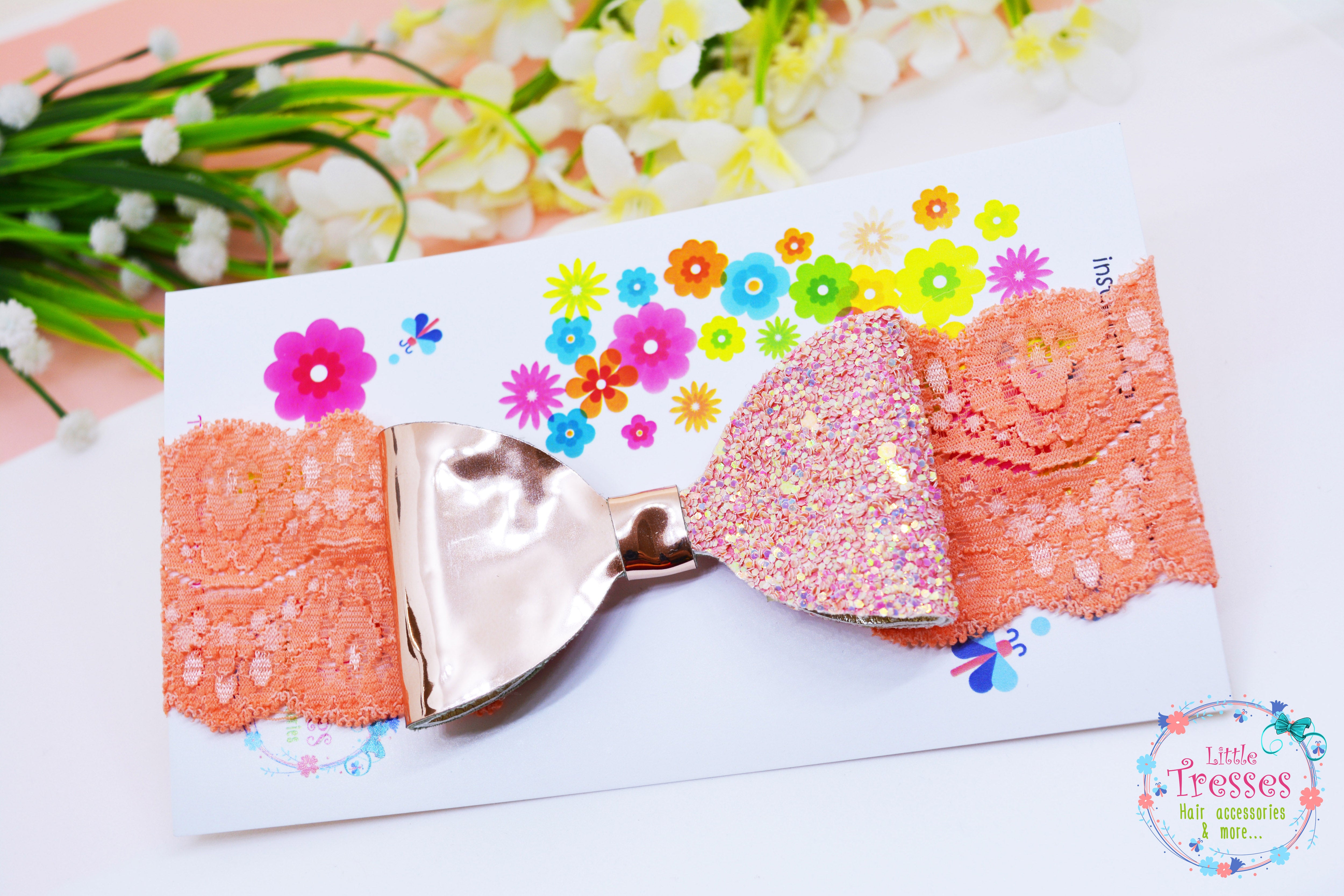 Double Tone Bow Broad Soft Band - Peach