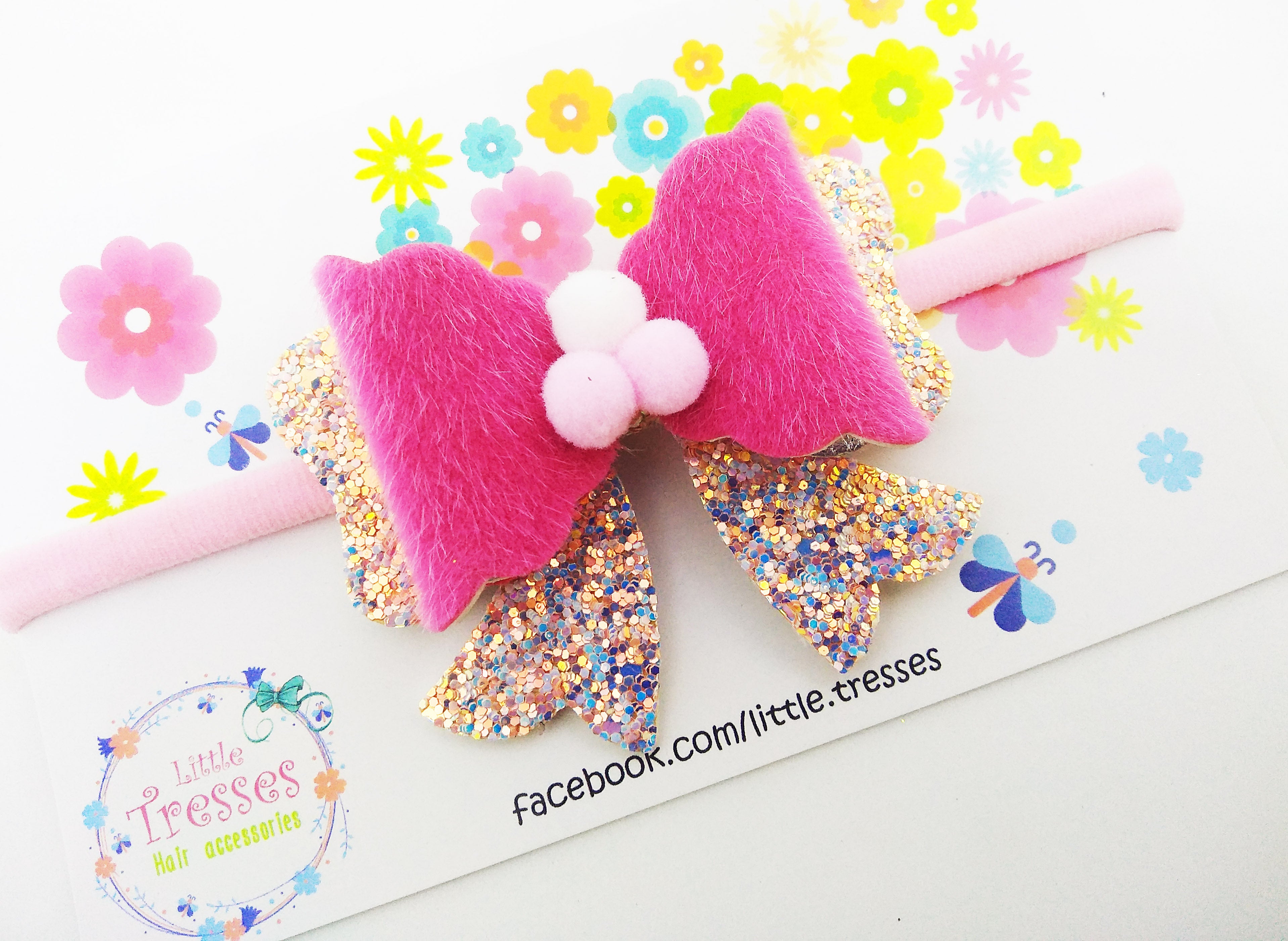 Scalloped Bow with Arrow Soft Stretchable Headband - Light Pink