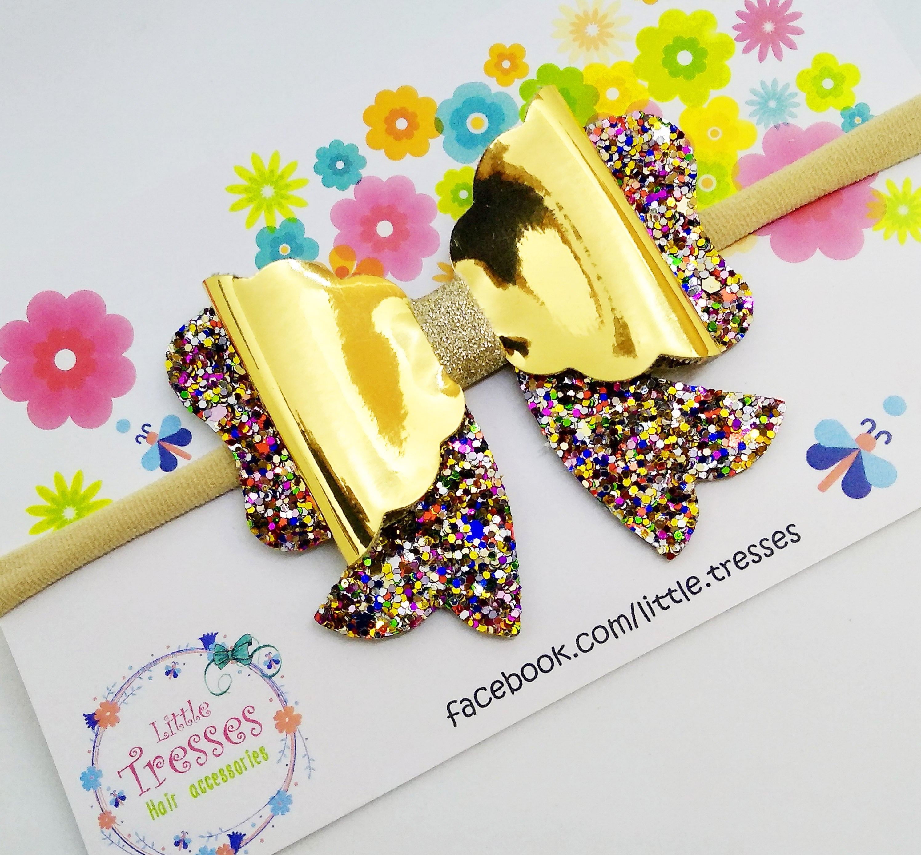 Scalloped Bow with Arrow Soft Stretchable Headband - Multicolor Golden