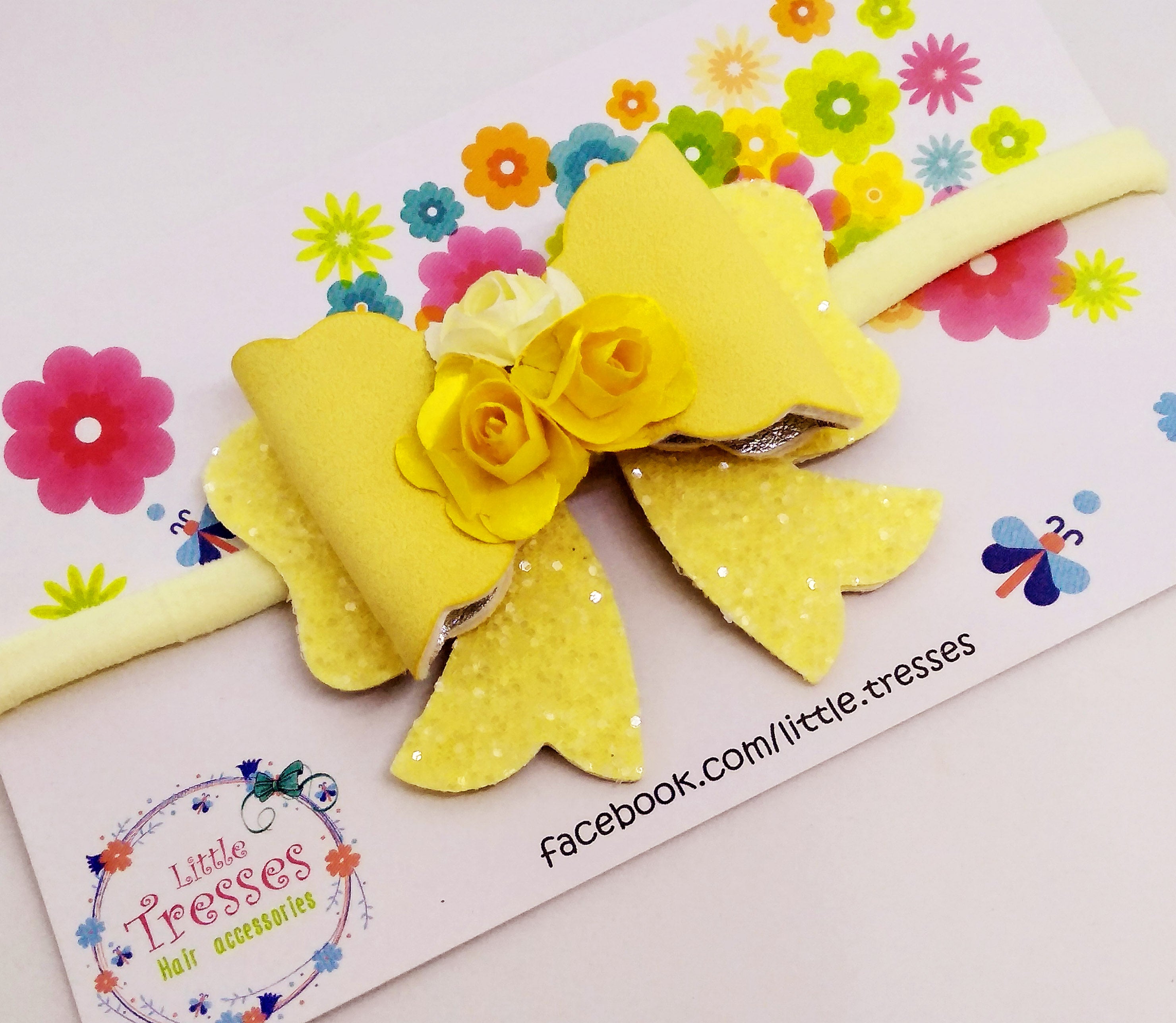 Scalloped Bow with Arrow Soft Stretchable Headband - Yellow