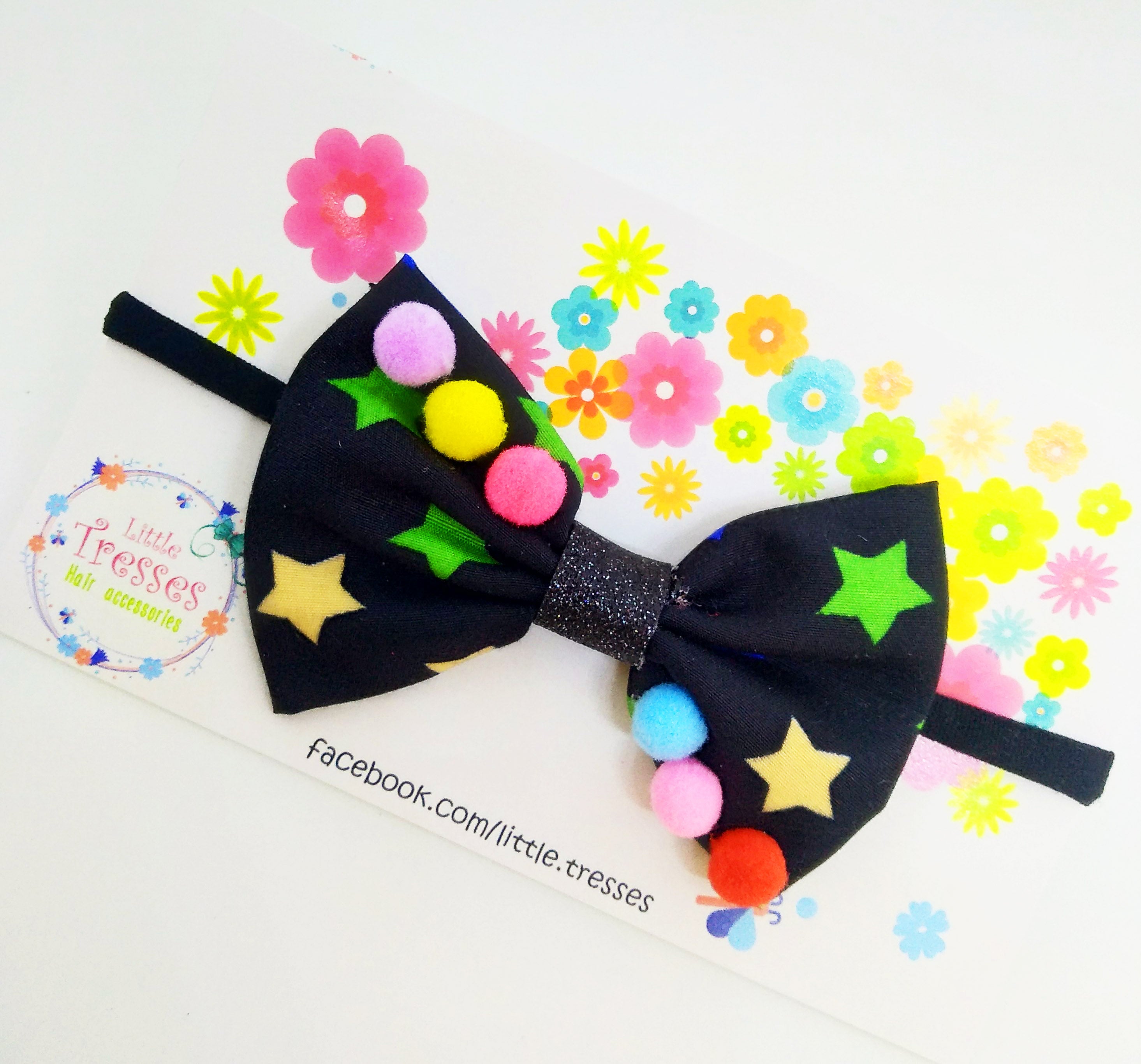 Pinched Bow Soft Headband - - Starry Night