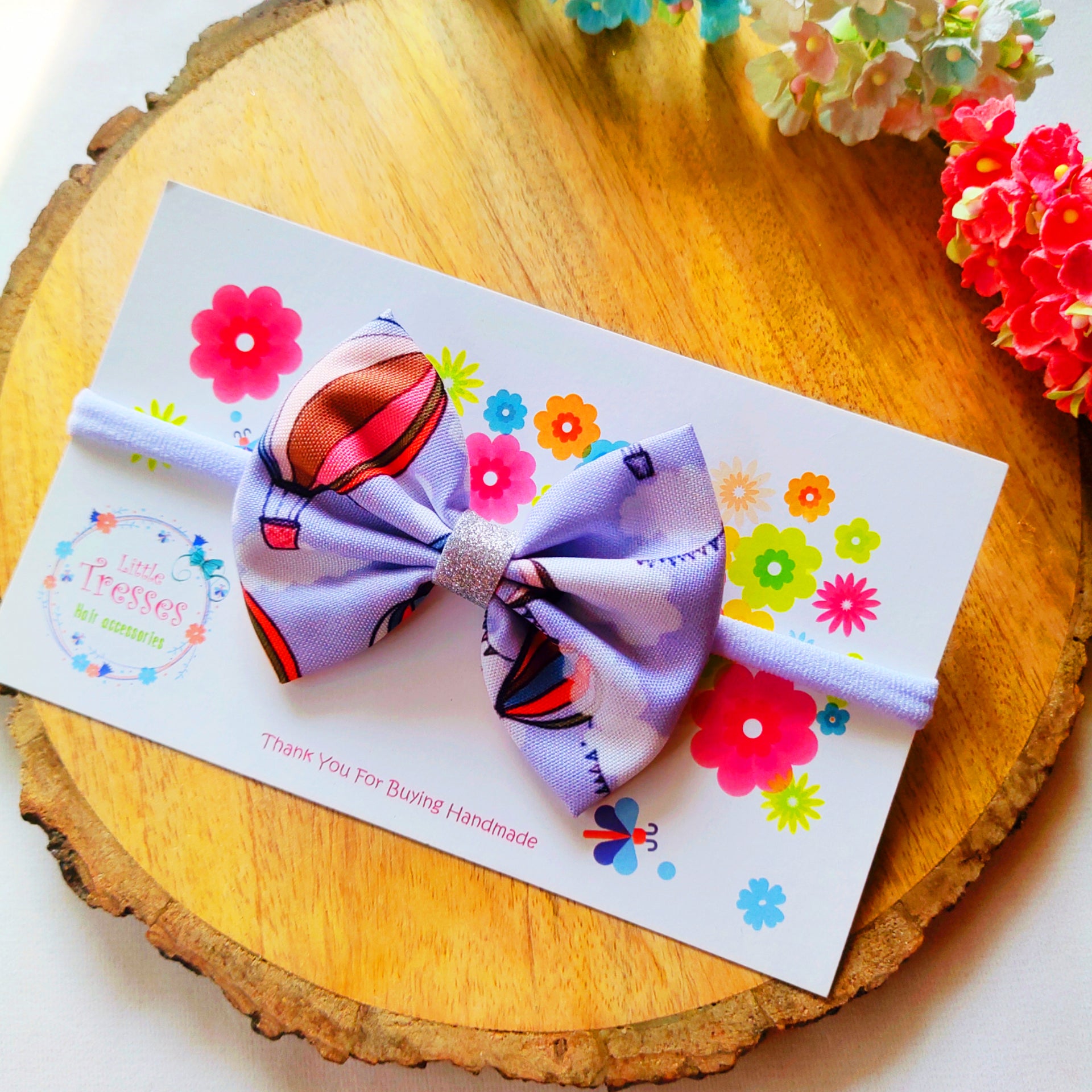 Pinched Bow Soft Headband - Hot Air Balloon