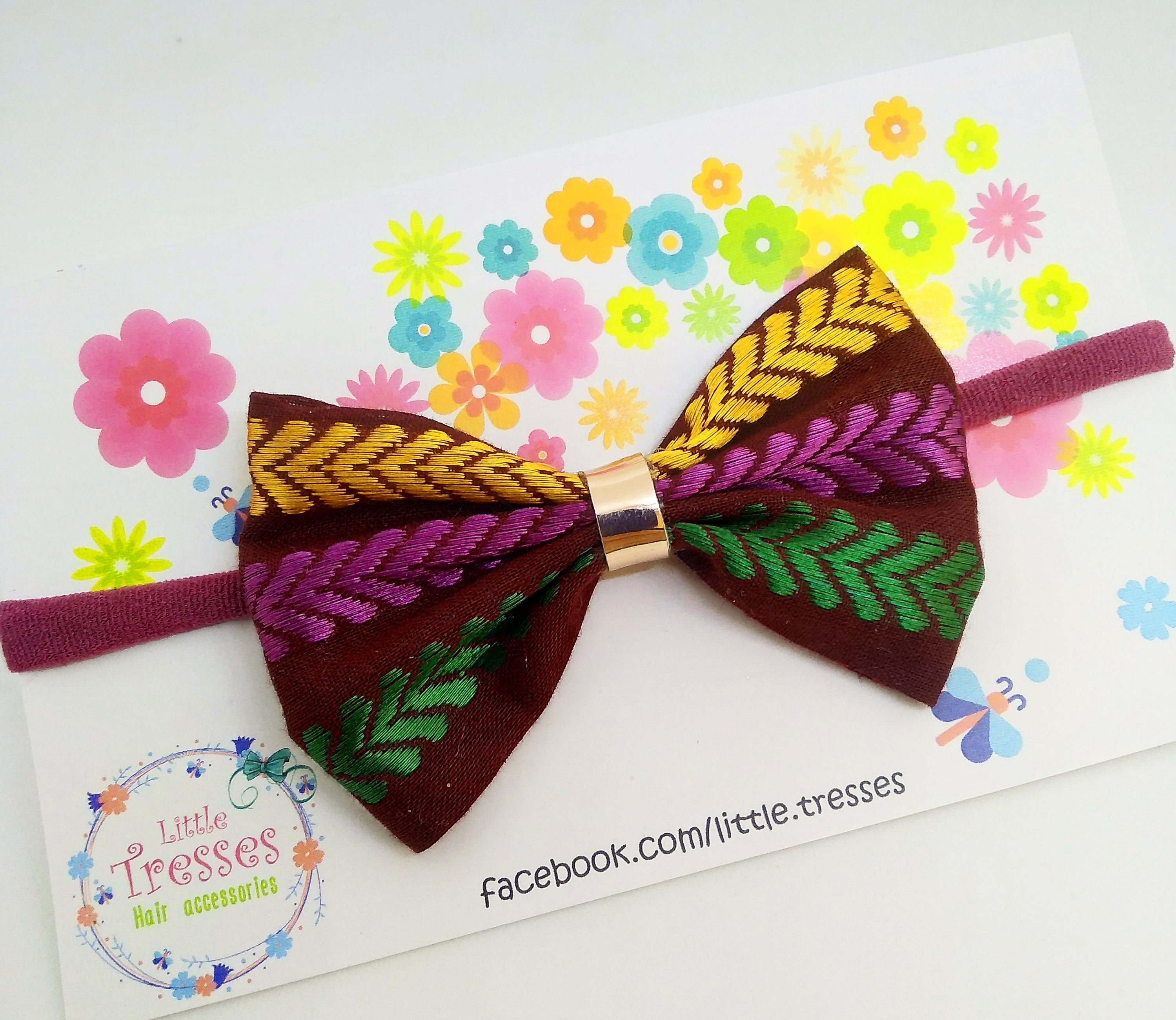 Pinched Bow Soft Headband - Multicolor Maroon
