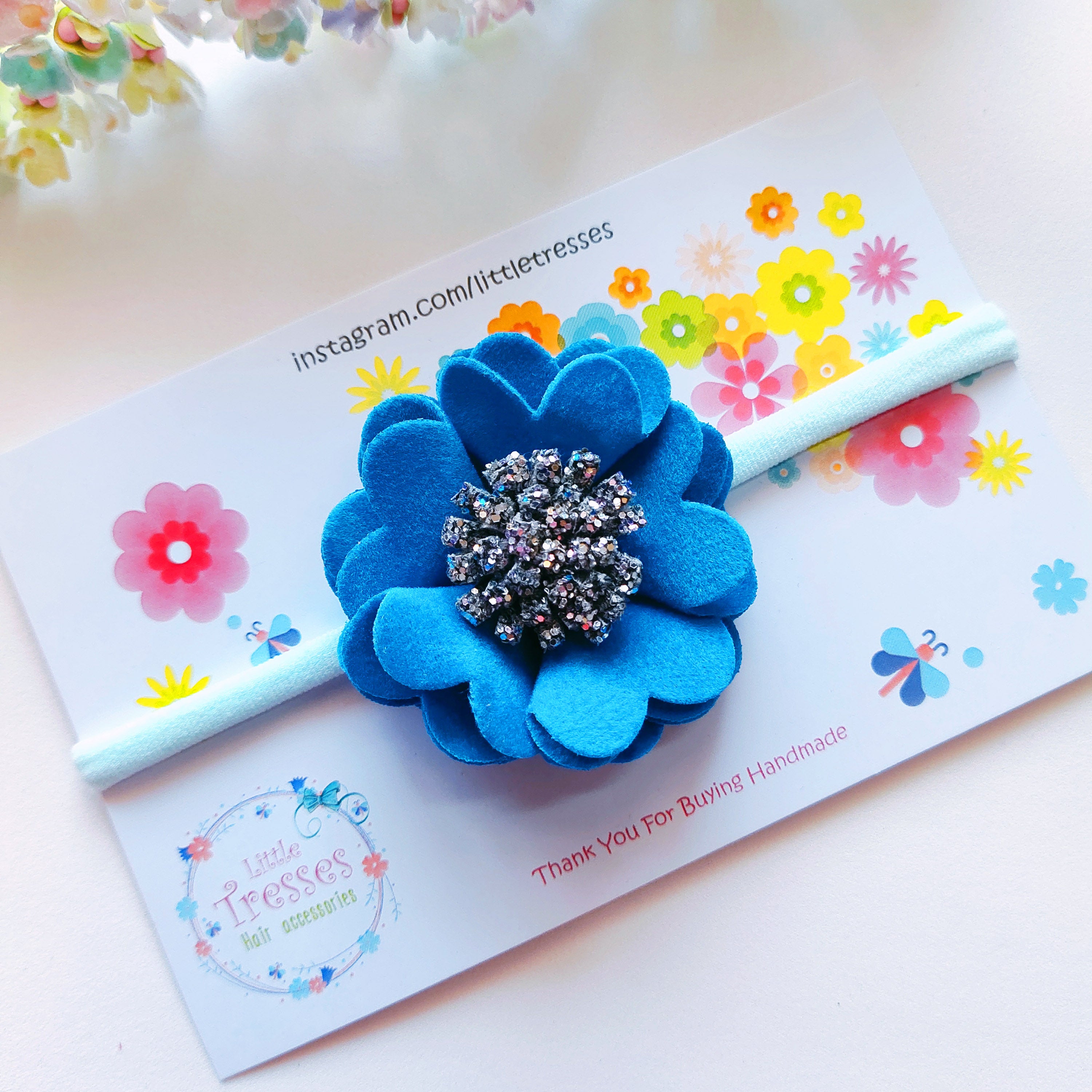 Light Blue Scalloped Flower Soft Headband