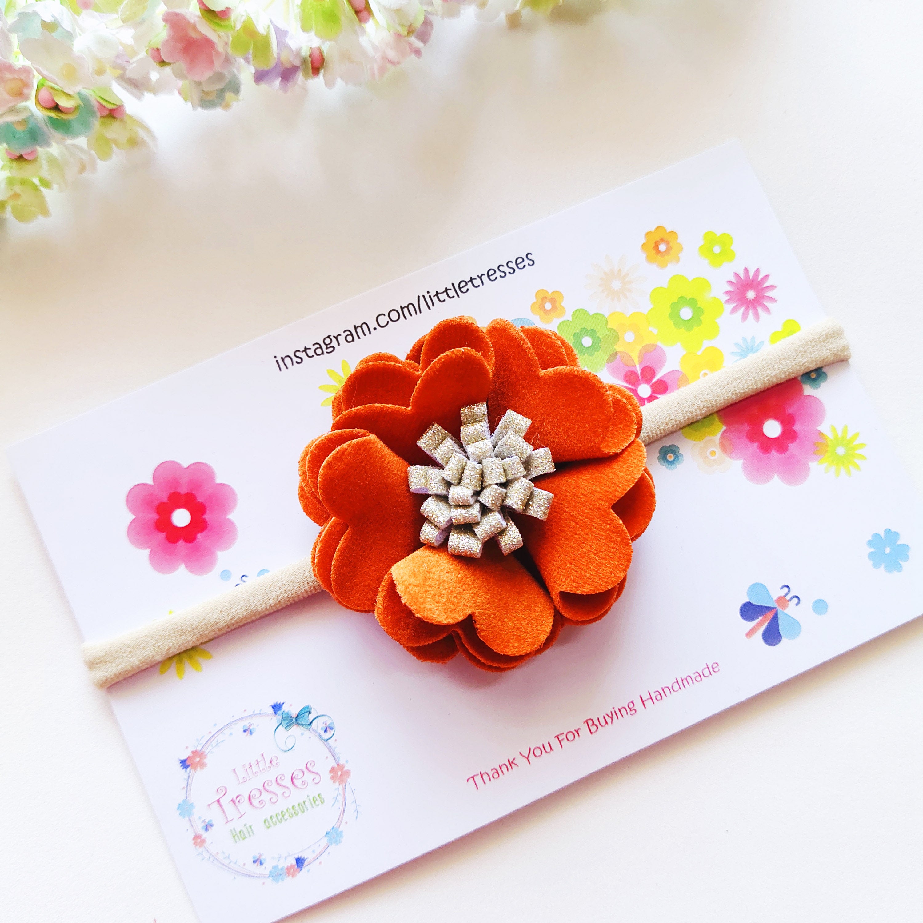 Orange Scalloped Flower Soft Headband