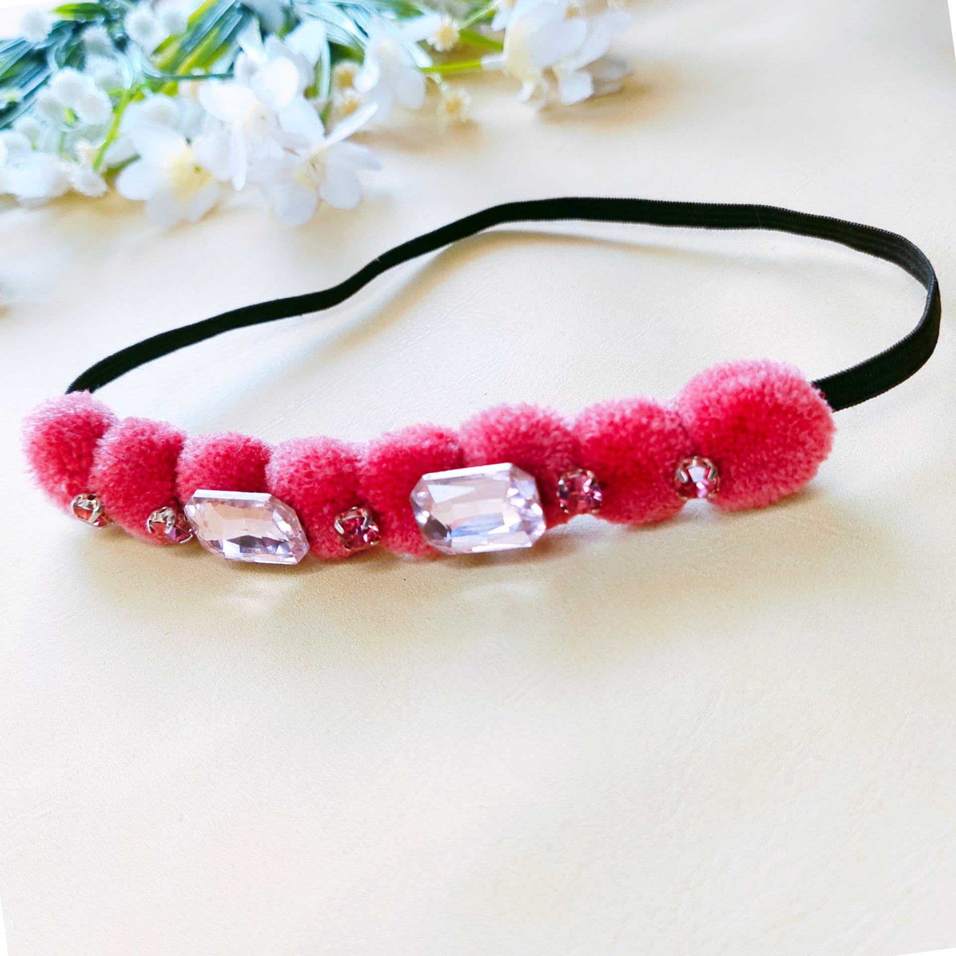 Tiara Stretchable Headband - Wine/Pink