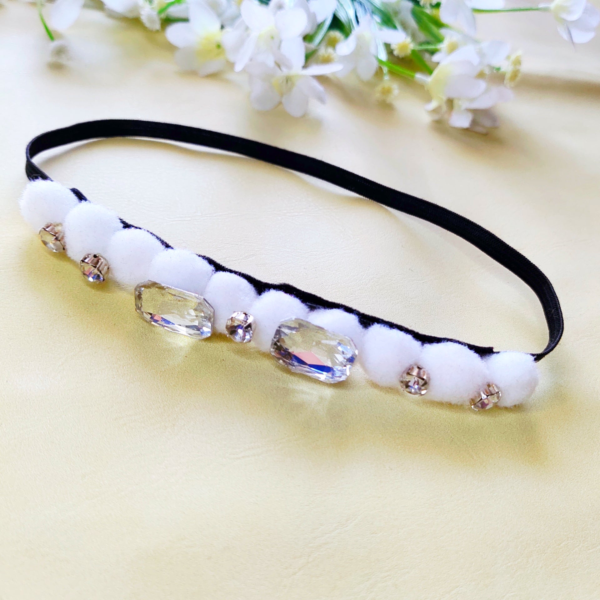 Tiara Stretchable Headband - White
