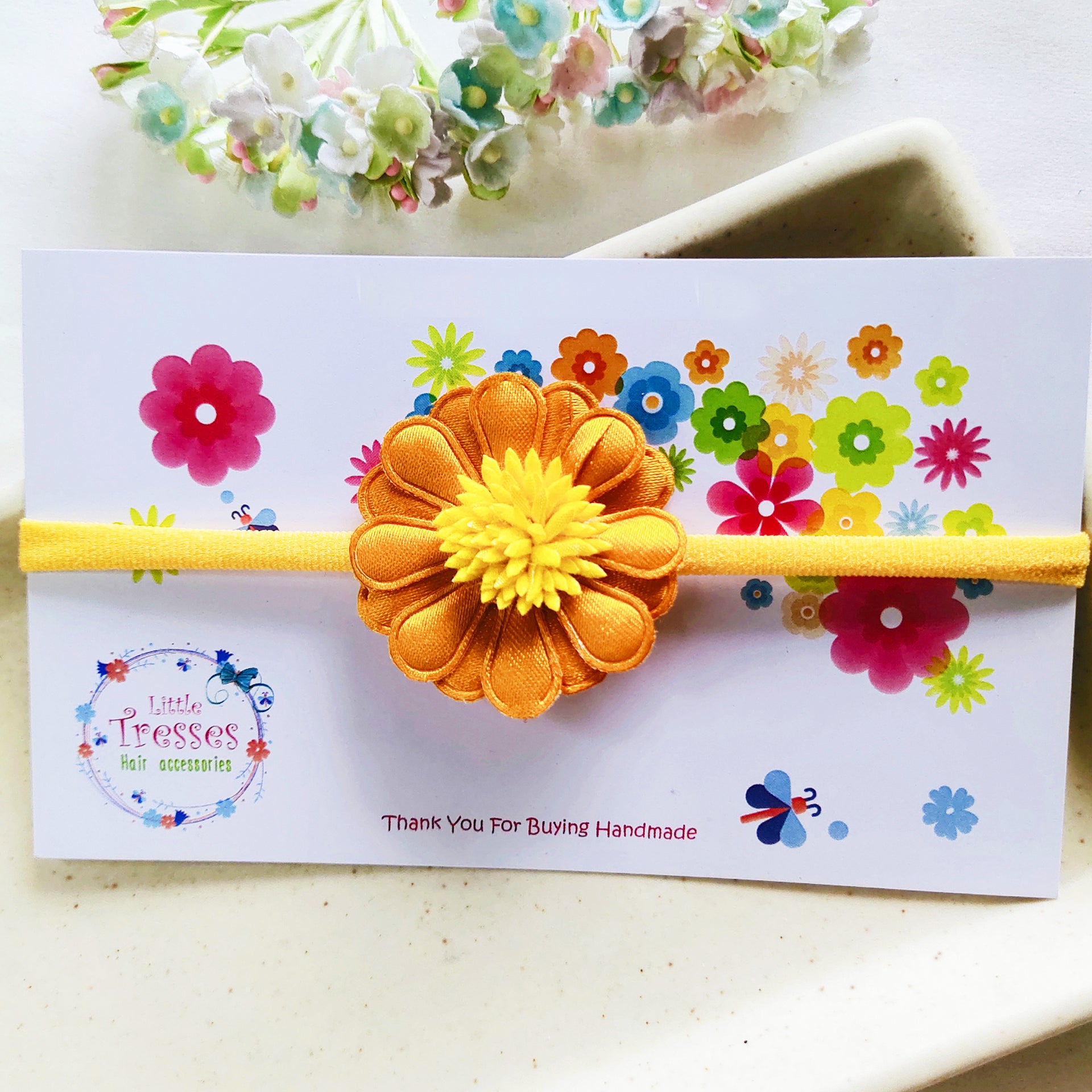 Small Flower with Pollens Headband - Yellow