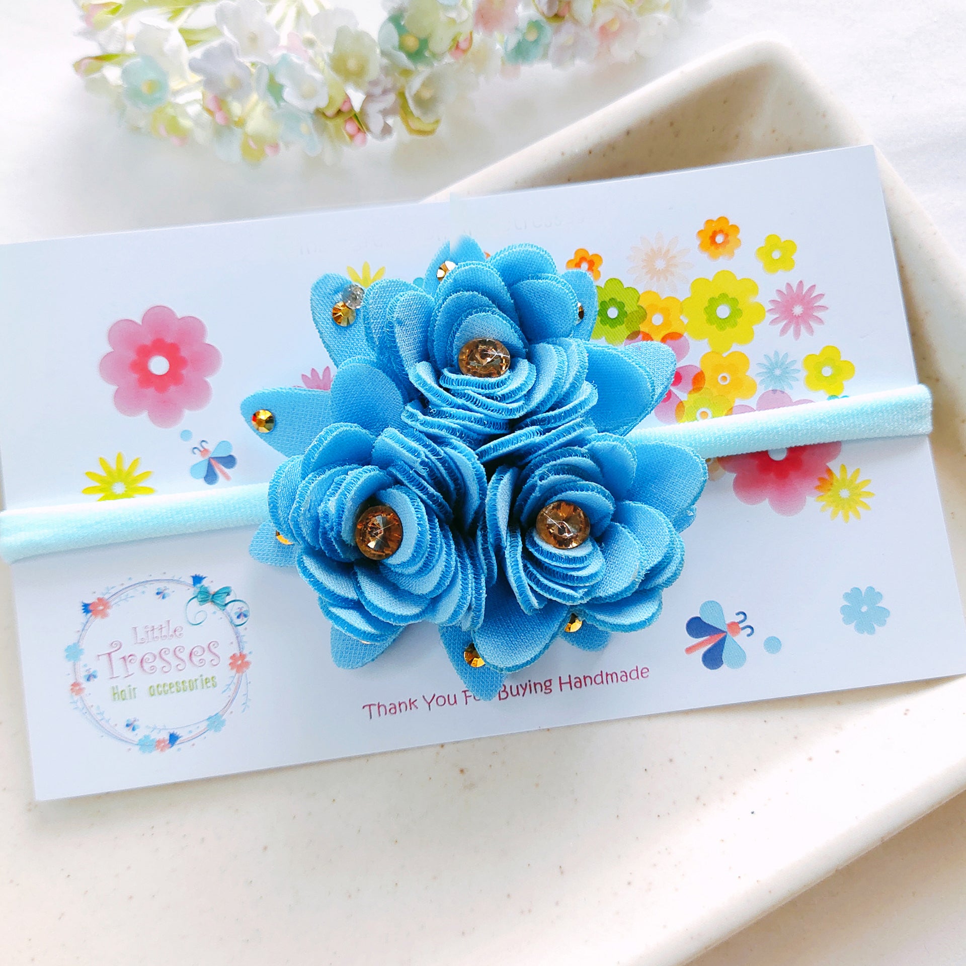 Bunch of Flower Headband - Light Blue