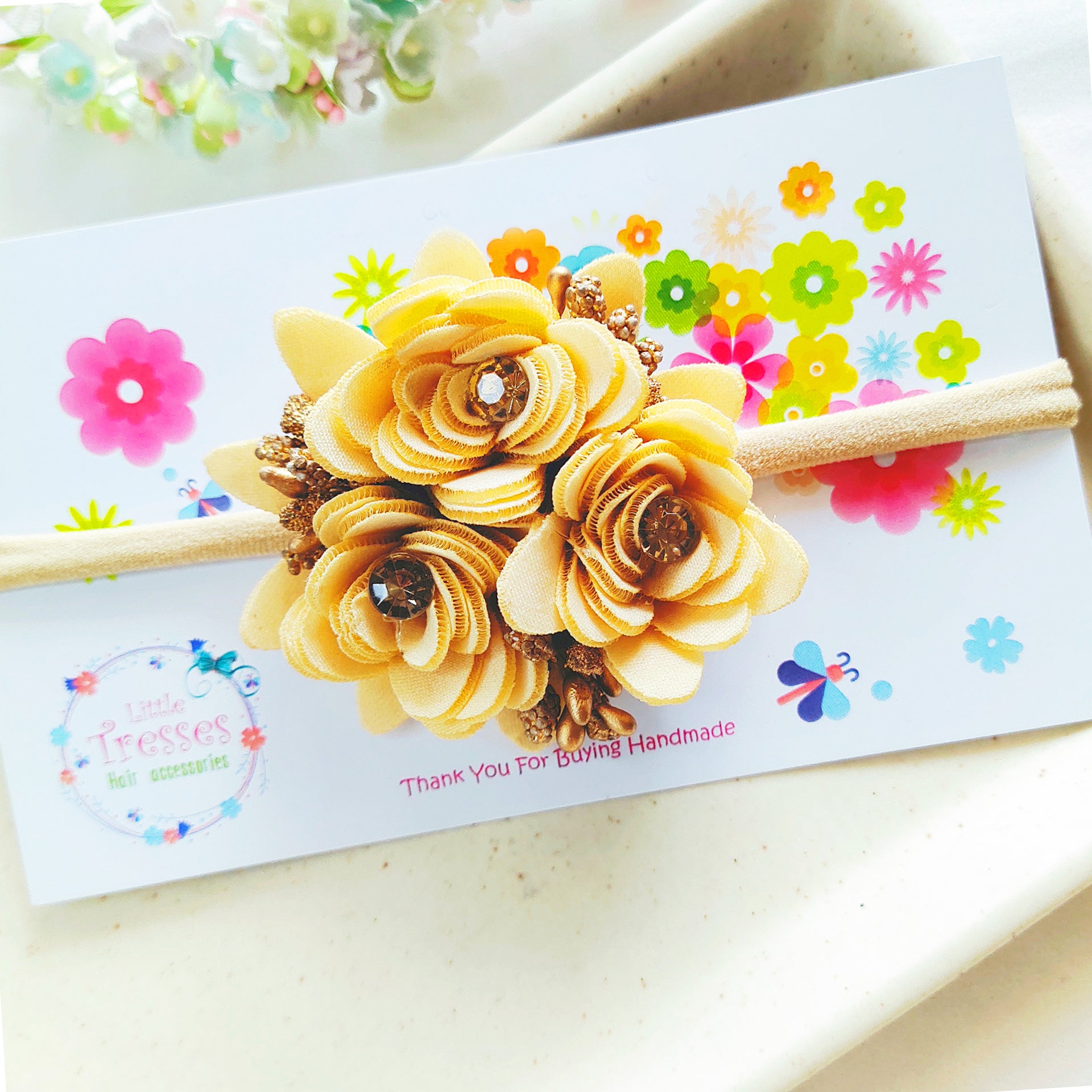 Bunch of Flower Headband - Golden