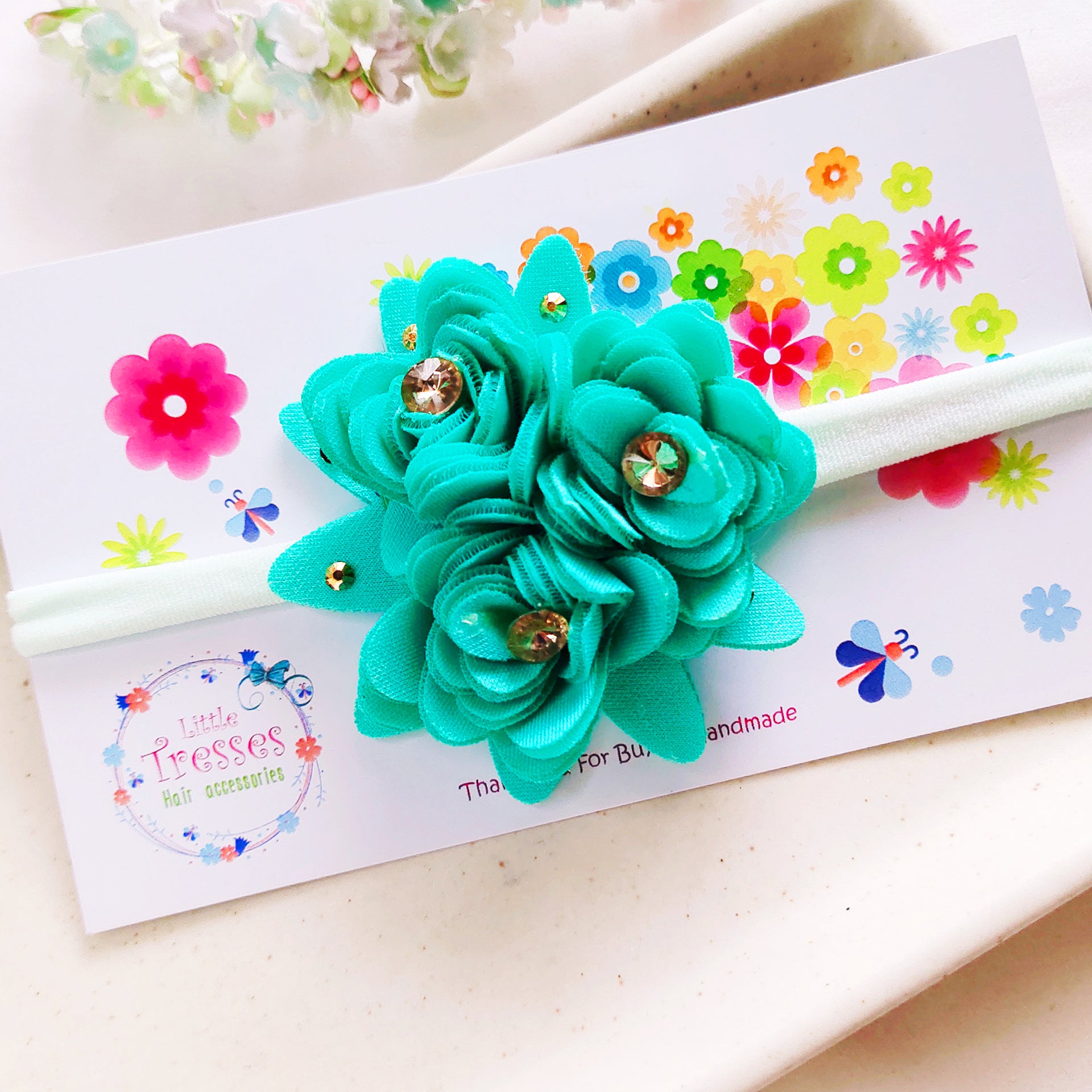Bunch of Flower Headband - Mint Green
