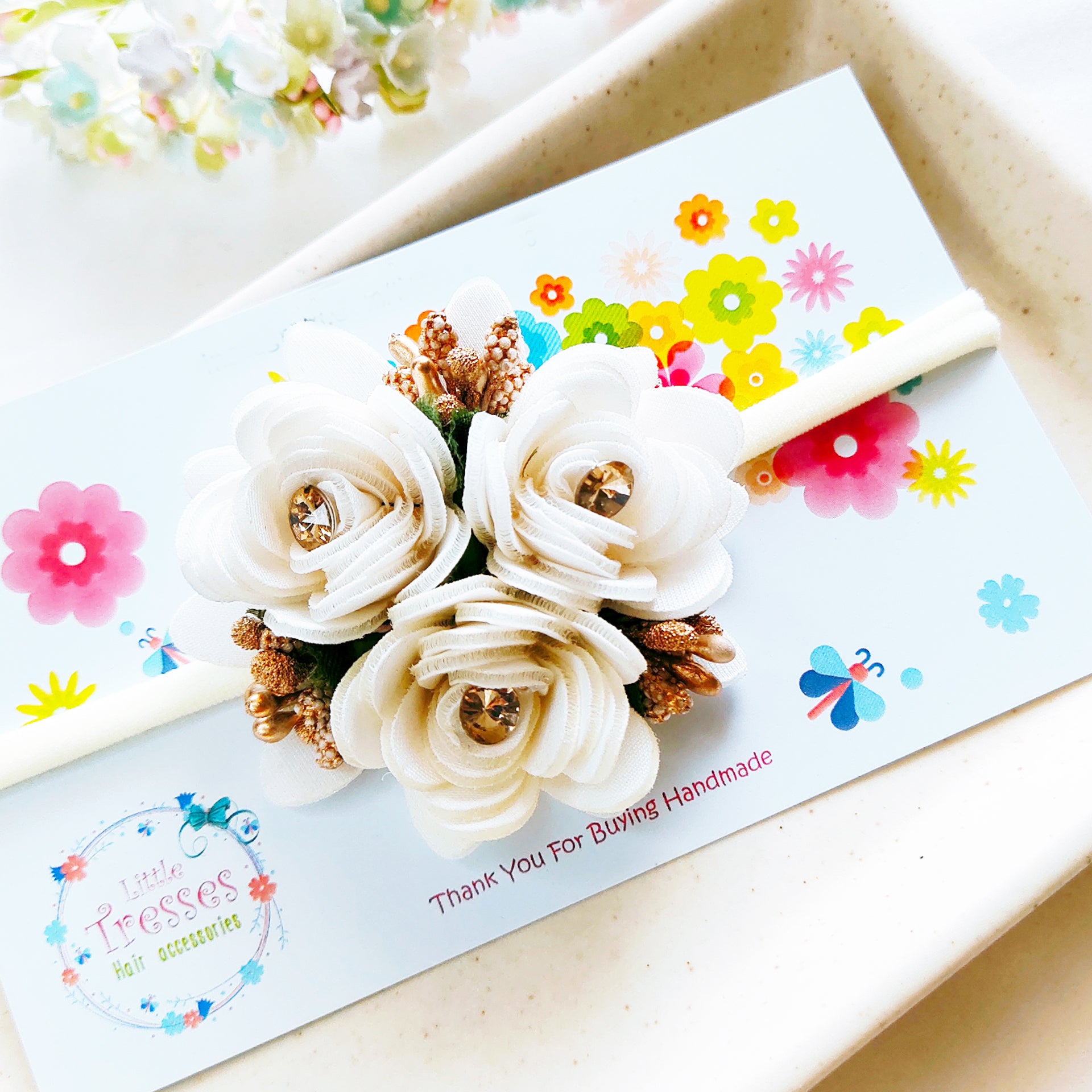 Bunch of Flower Headband - Cream