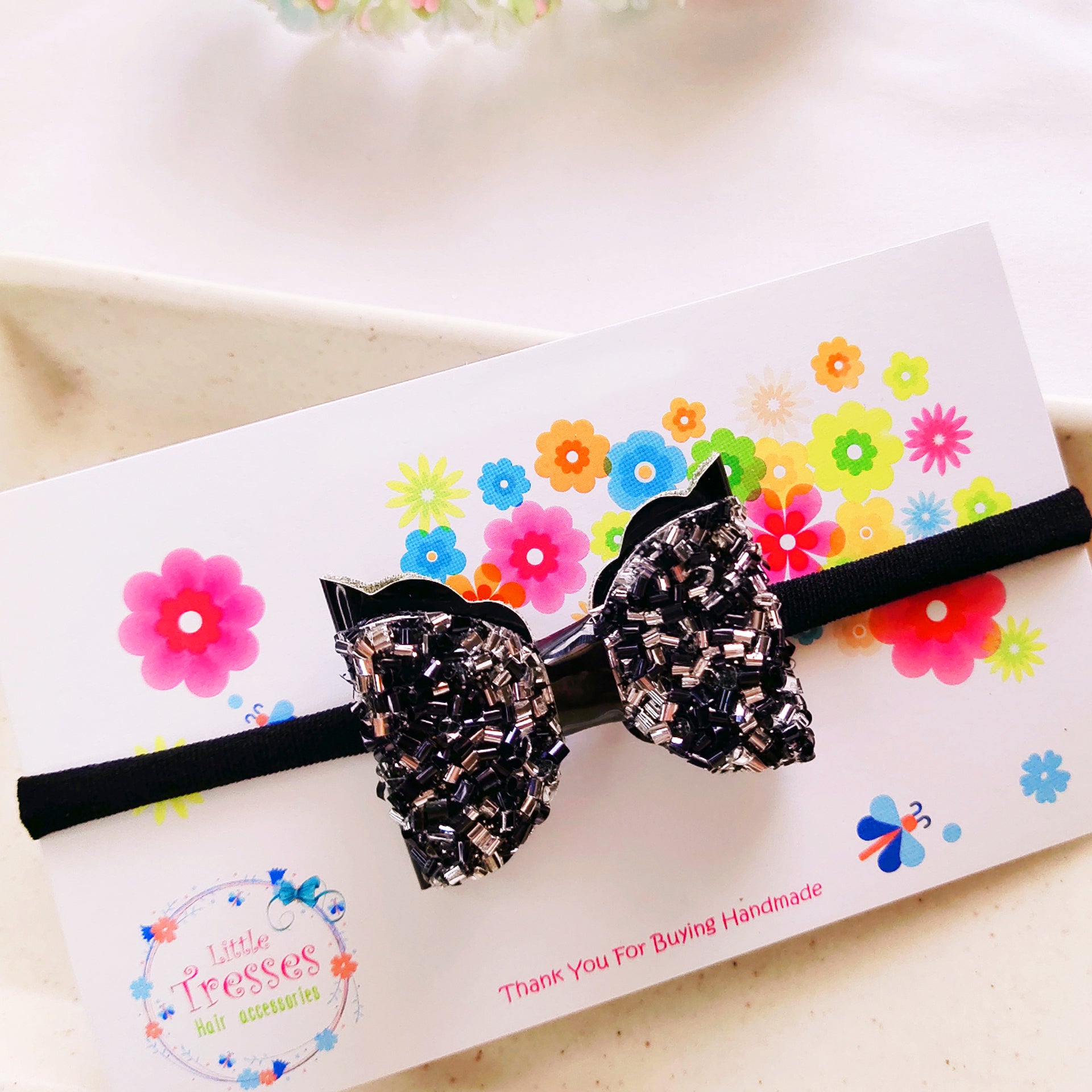 Layered Macroni Headband - Black & Silver