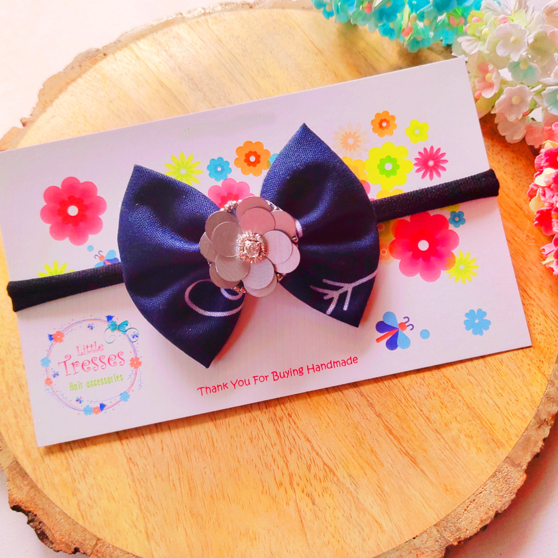 Arrow with Flower Headband - Black