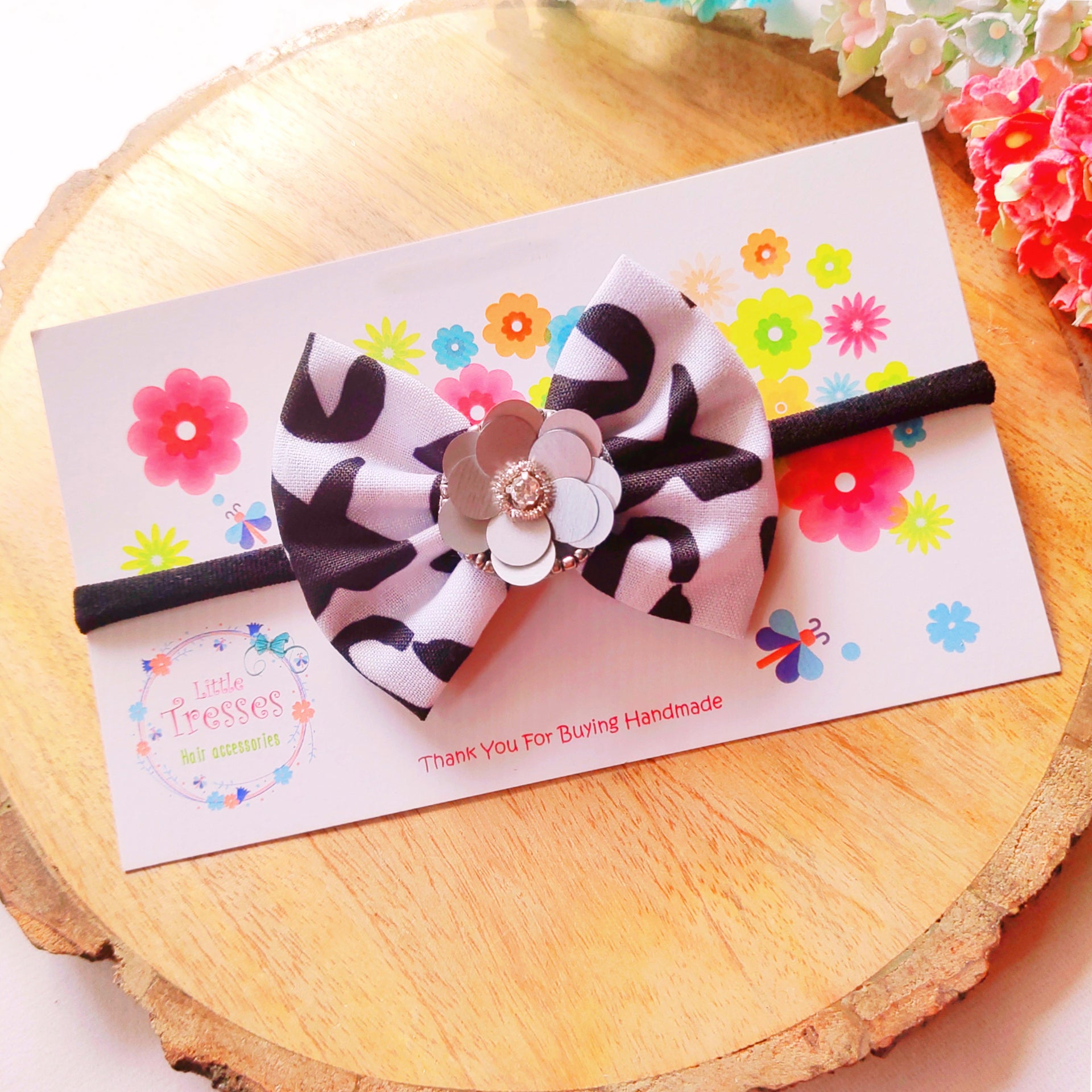 Monochrome with Flower Headband - Black & White