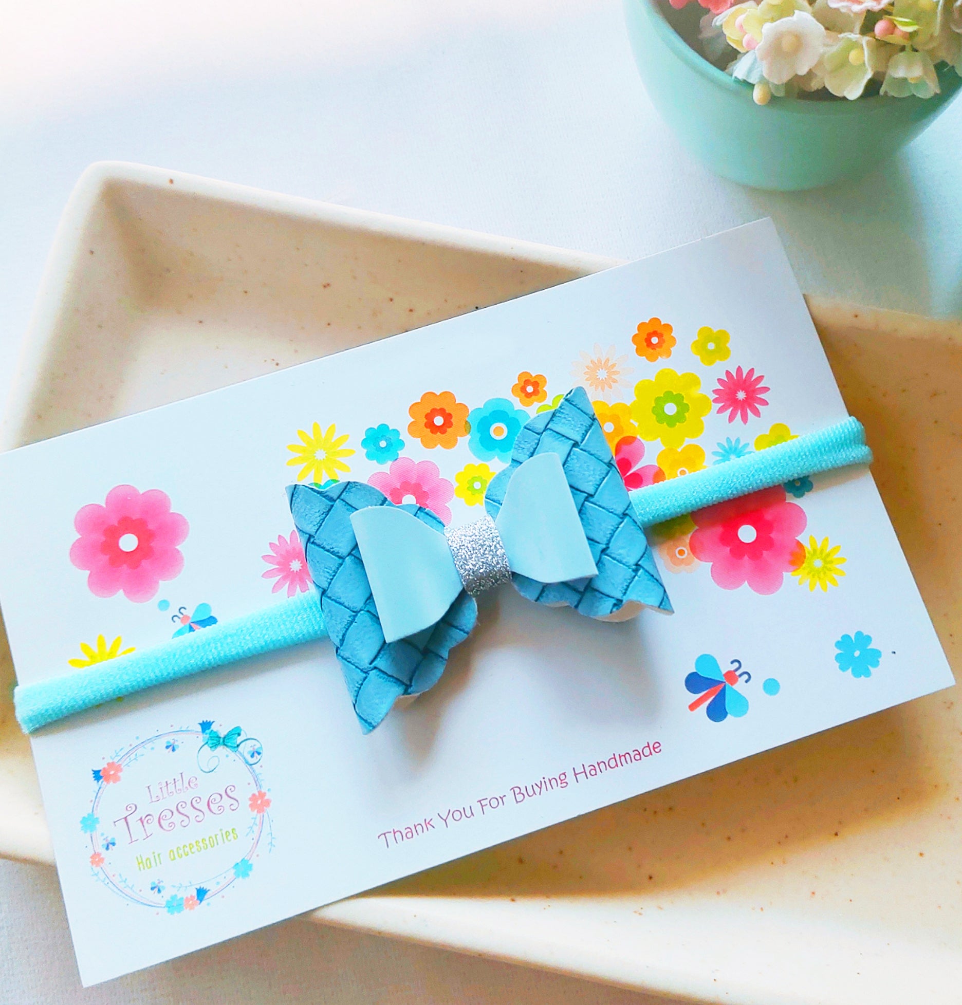 Blue Layered Diamond Box  Soft Headband