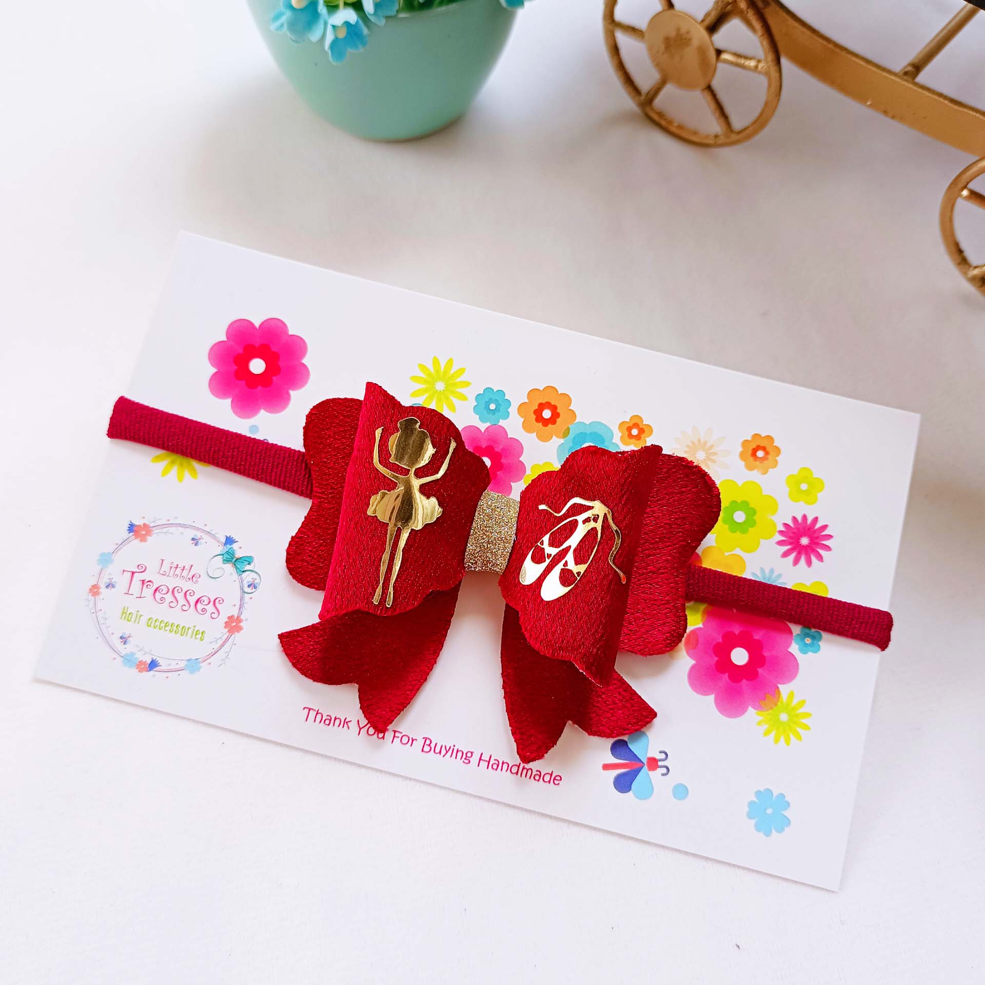 Ballerina Bow Soft Headband - Maroon